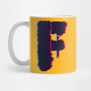 Glitch letter F, distorted letter F Mug